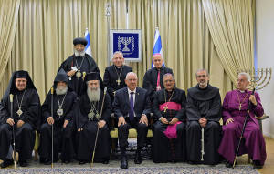 President Rivlin and  the leaders of the Christian communities in Israel. (Photo: Kobi Gideon/GPO)