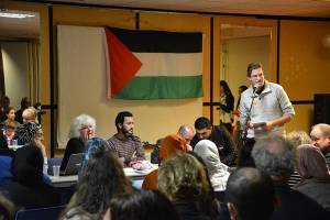 Debate on an academic boycott of Israel staged by "Students for Justice for Palestine" in Amsterdam on January 13. (Photo: Facebook)