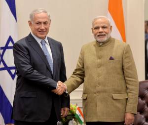 Israeli Prime Minister Benjamin Netanyahu meets with Prime Minister of India, Narenda Modi. (Avi Ohayon/GPO/FLASH90)