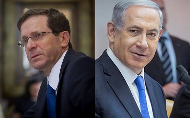 Opposition leader Herzog and PM Netanyahu. (Flash90)