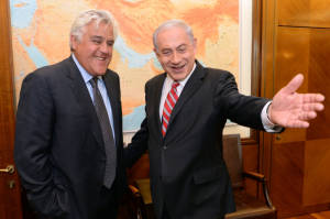 Jay Leno meets Netanyahu. (Flash90)
