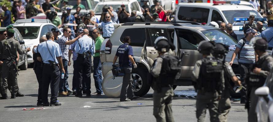 .Jerusalem Car Terror Attack Crime Scene