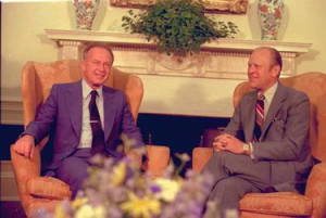 US President Ford & Israeli Prime Minister Yitzhak Rabin (June 13, 1975).  Photo: jewishvirtuallibrary.org (labeled for reuse)
