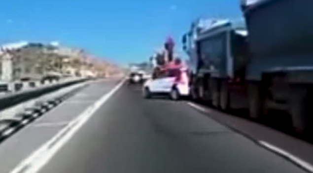 Arab Truck Driver Runs Yad Sarah Car Off the Road