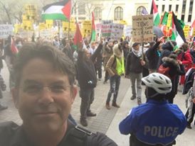 Mark Prowisor at anti-Israel protest outside AIPAC in Washington