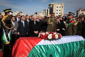 Abbas at funeral of terrorist Ziad Abu Ein