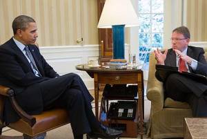 Jeffrey Goldberg and President Obama.
