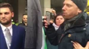 Max Blumenthal at anti-Israel protest in Washington outside AIPAC. (Screenshot/Ryan Bellerose Video)